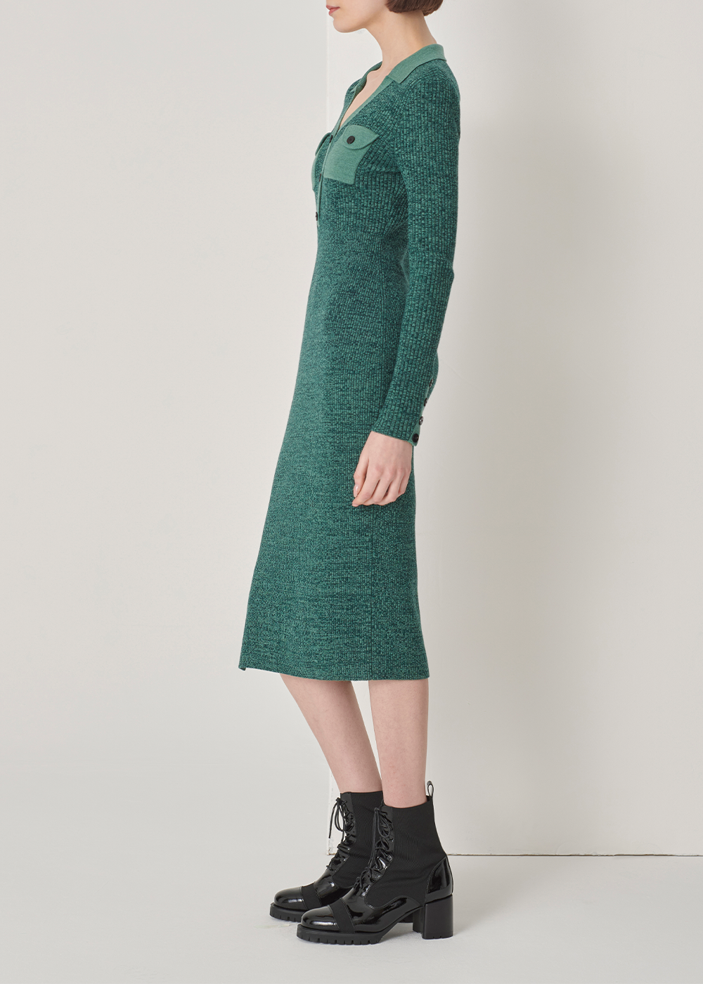 SALAZIA Vanilla Green Wool Blend Knit Dresses