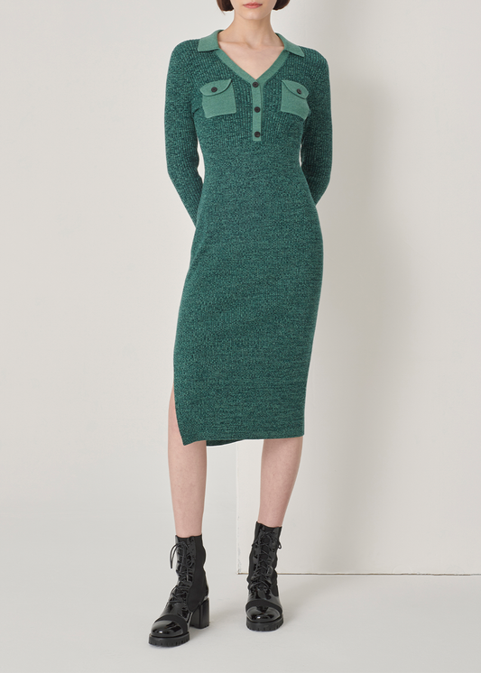 SALAZIA Vanilla Green Wool Blend Knit Dresses