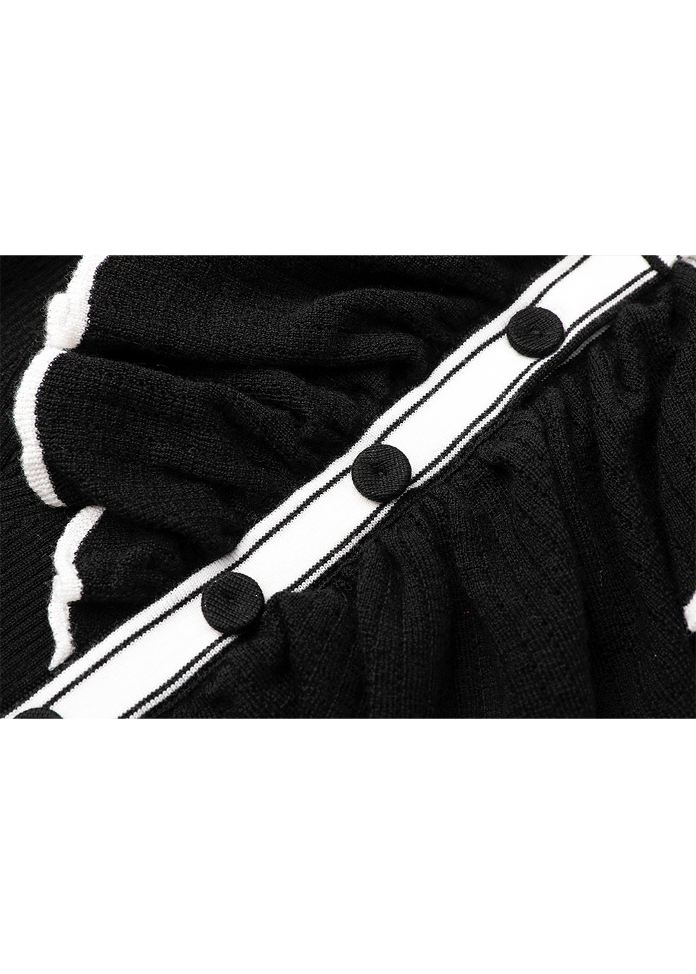 SALAZIA Black-White Colorblock Wool Blend Knit Dresses