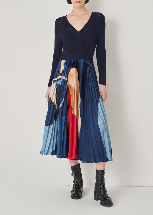SALAZIA Deep Blue Art Floral Dresses
