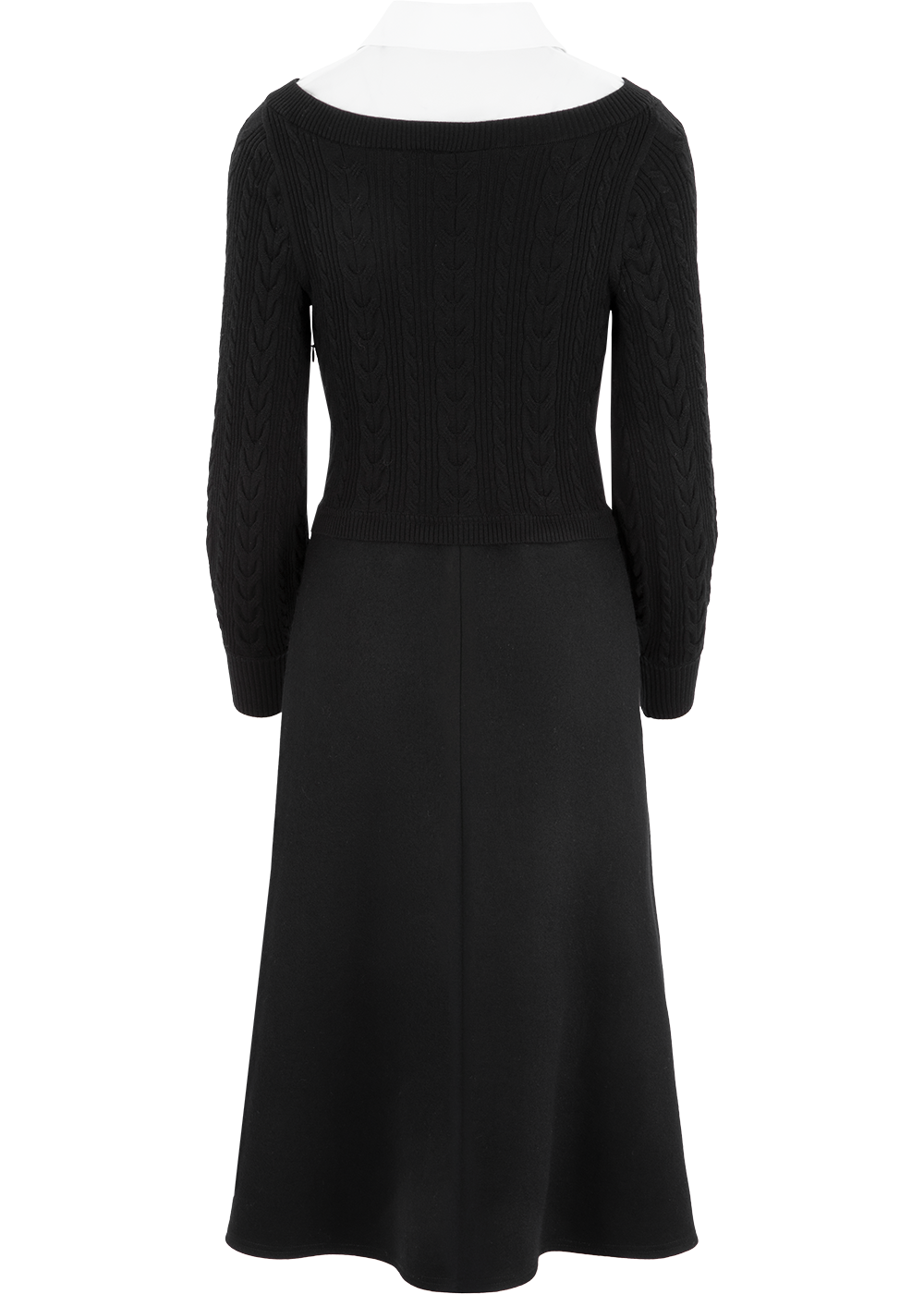 SALAZIA Black-White Contrast Wool Dresses