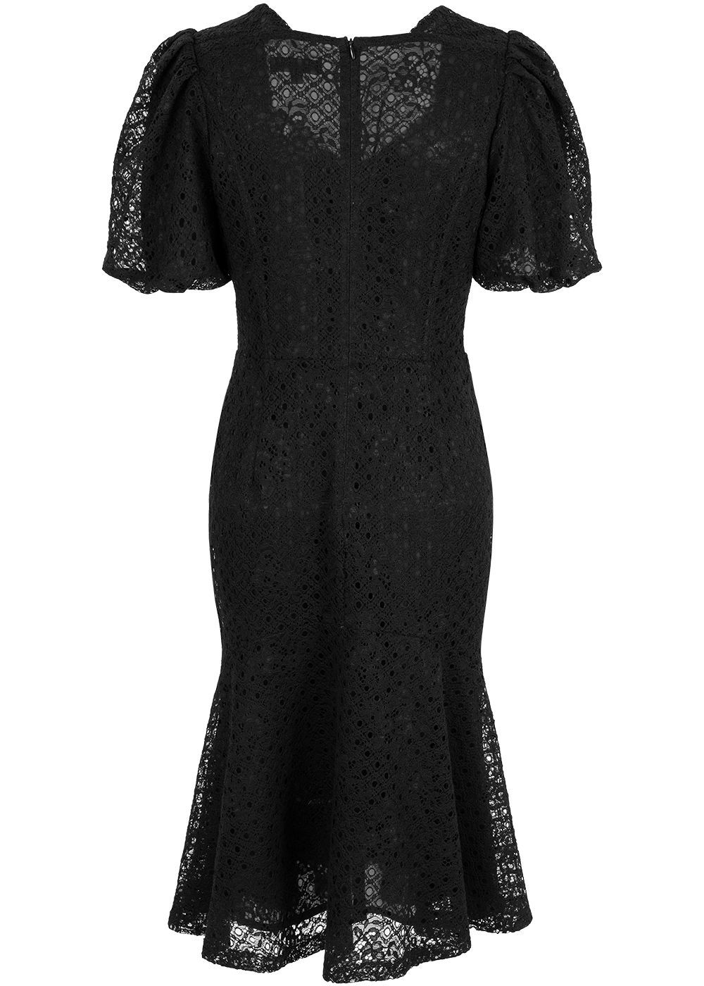 SALAZIA Black Cotton-Nylon-Spandex Short-Sleeve Dresses