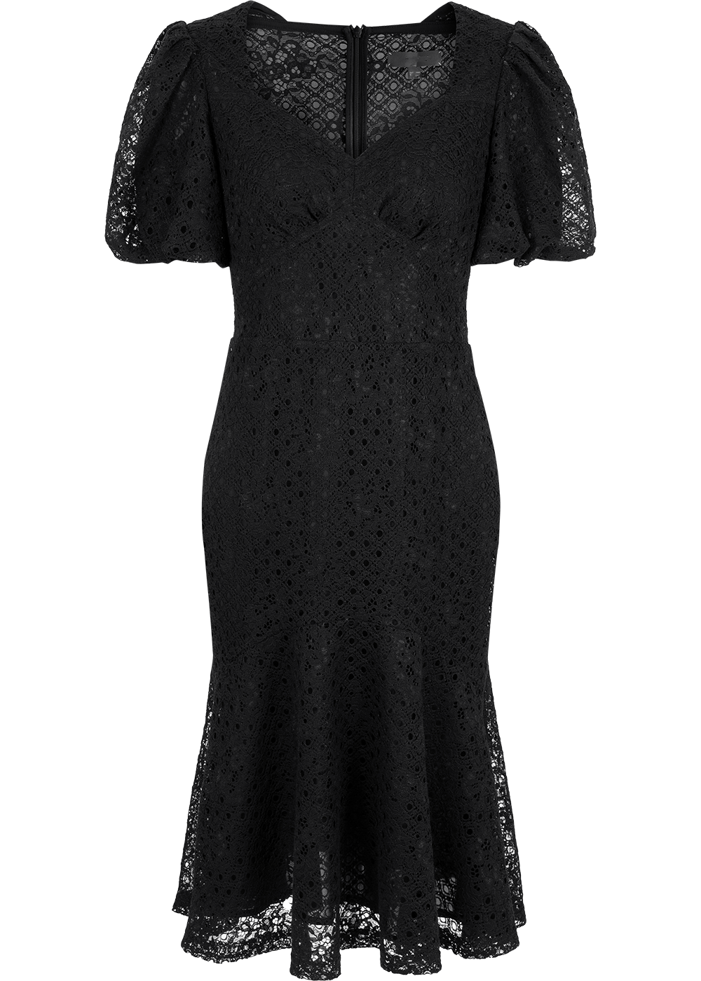 SALAZIA Black Cotton-Nylon-Spandex Short-Sleeve Dresses
