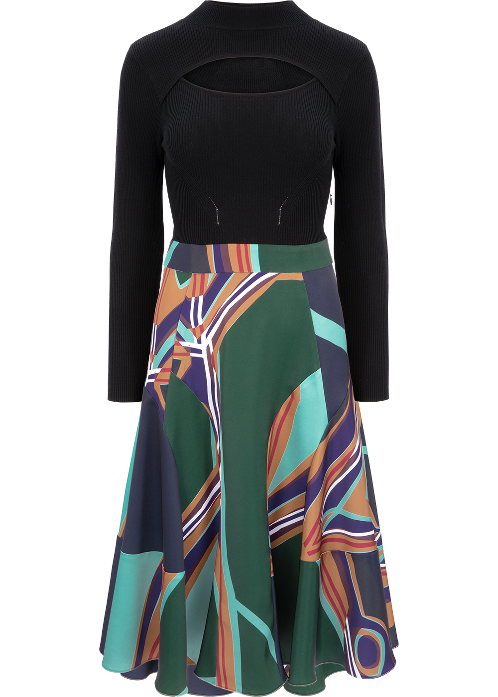 SALAZIA Dark Green River Wool-Blend Dresses