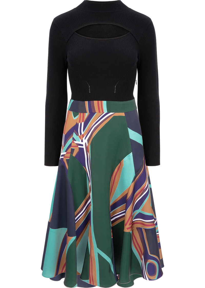 SALAZIA Dark Green River Wool-Blend Dresses