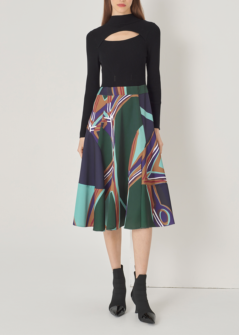 SALAZIA Dark Green River Wool-Blend Dresses