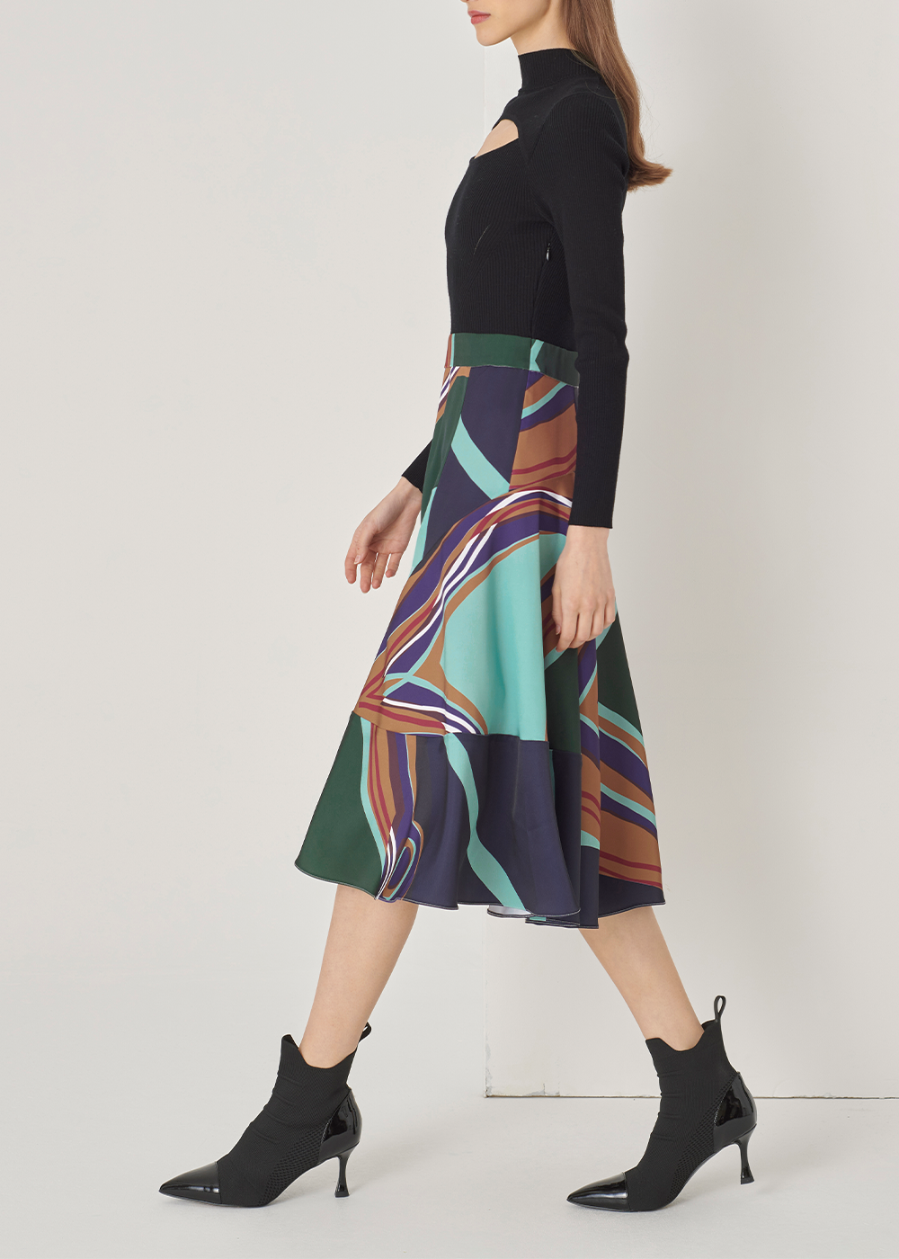 SALAZIA Dark Green River Wool-Blend Dresses