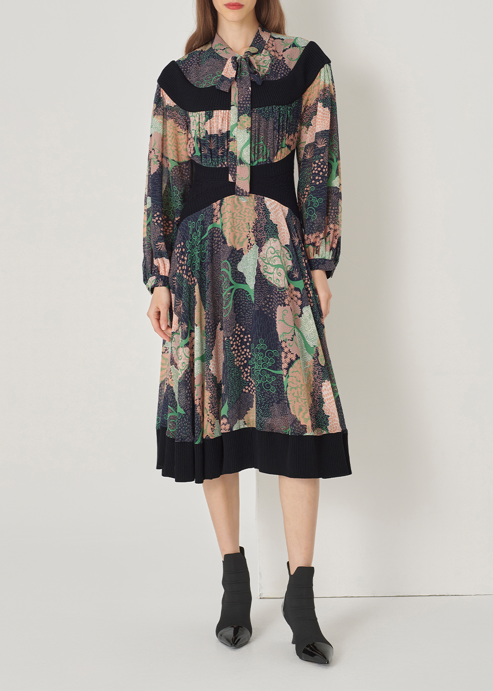 SALAZIA Enchanted Forest Green Drop-Shoulder Dresses