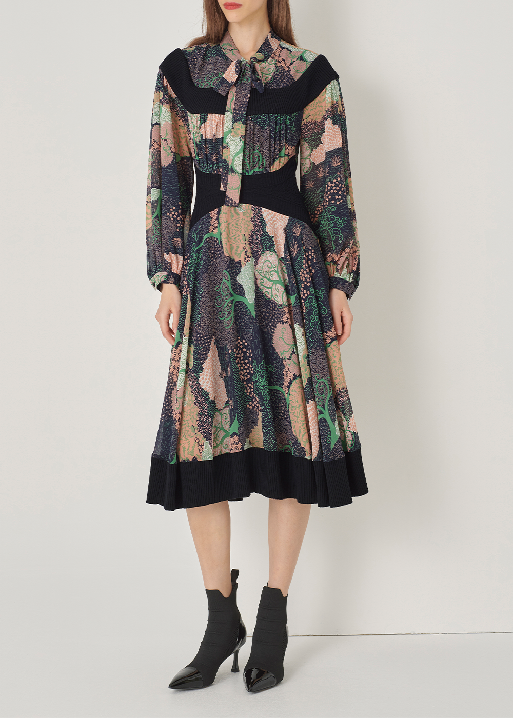 SALAZIA Enchanted Forest Green Drop-Shoulder Dresses