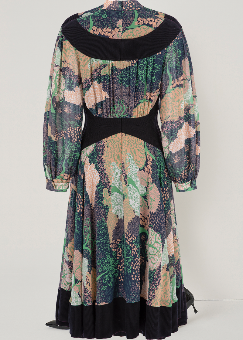 SALAZIA Enchanted Forest Green Drop-Shoulder Dresses