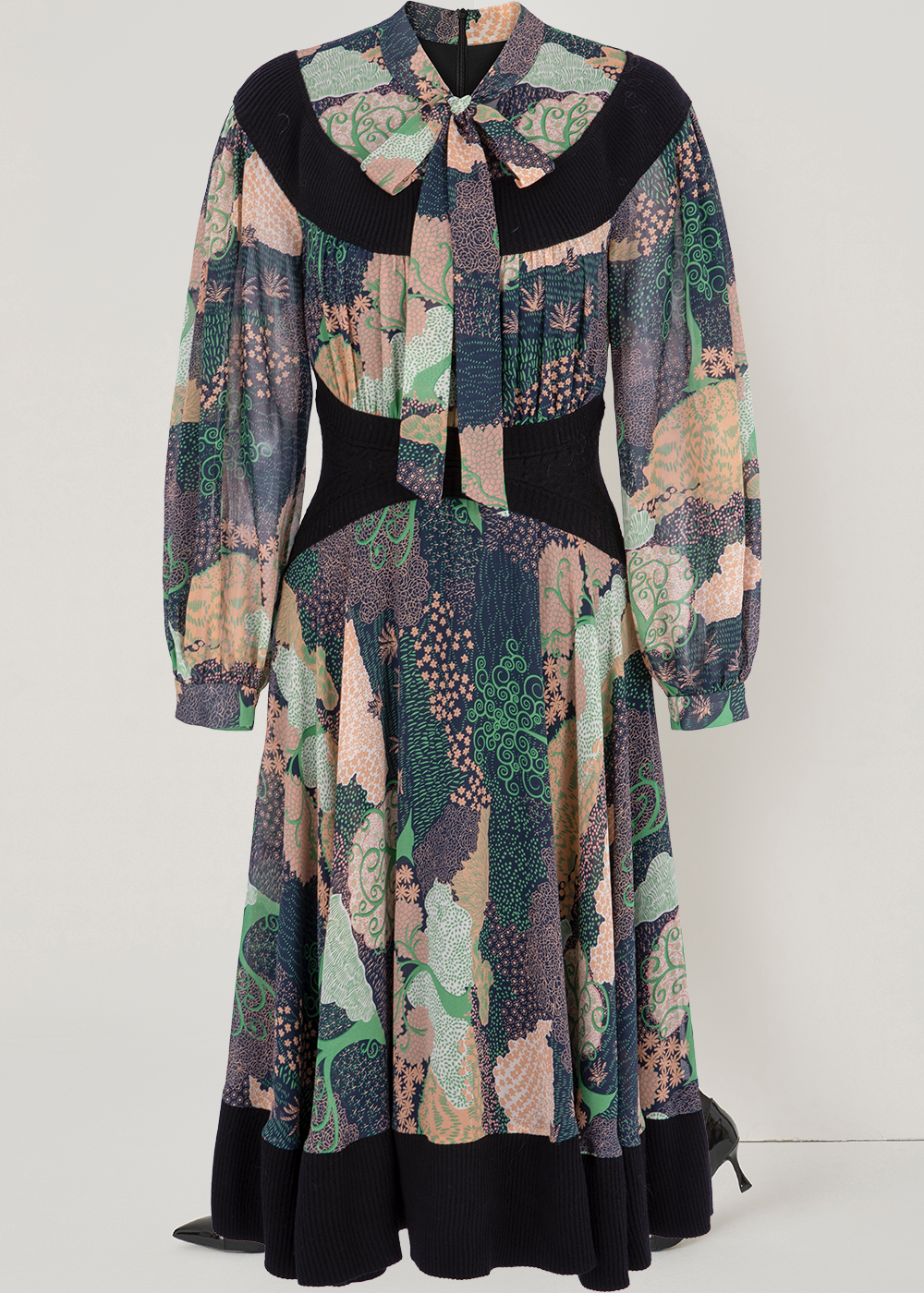 SALAZIA Enchanted Forest Green Drop-Shoulder Dresses