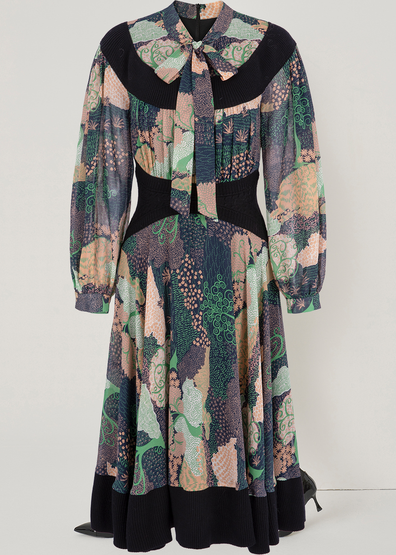 SALAZIA Enchanted Forest Green Drop-Shoulder Dresses
