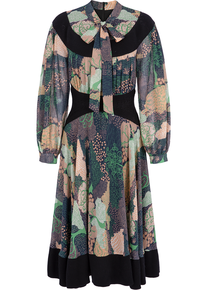 SALAZIA Enchanted Forest Green Drop-Shoulder Dresses