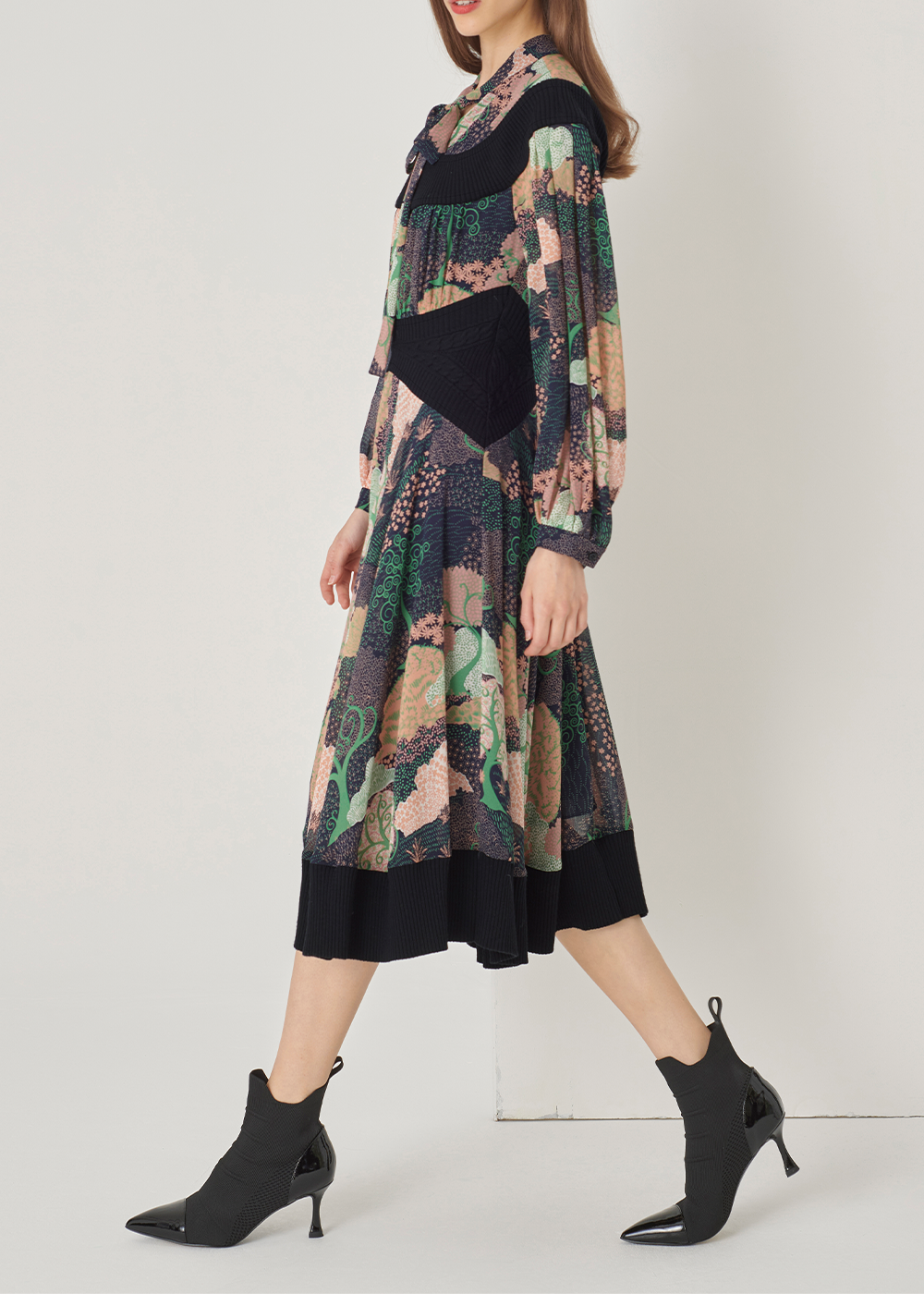 SALAZIA Enchanted Forest Green Drop-Shoulder Dresses