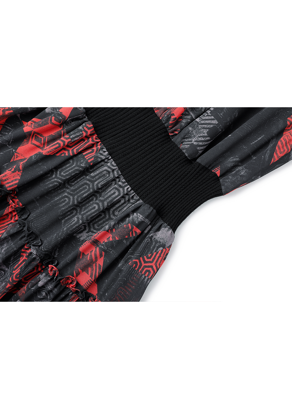 SALAZIA Black-Red Geometric Wool-Blend Dresses