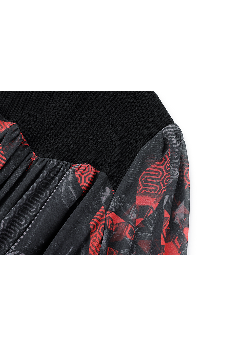 SALAZIA Black-Red Geometric Wool-Blend Dresses