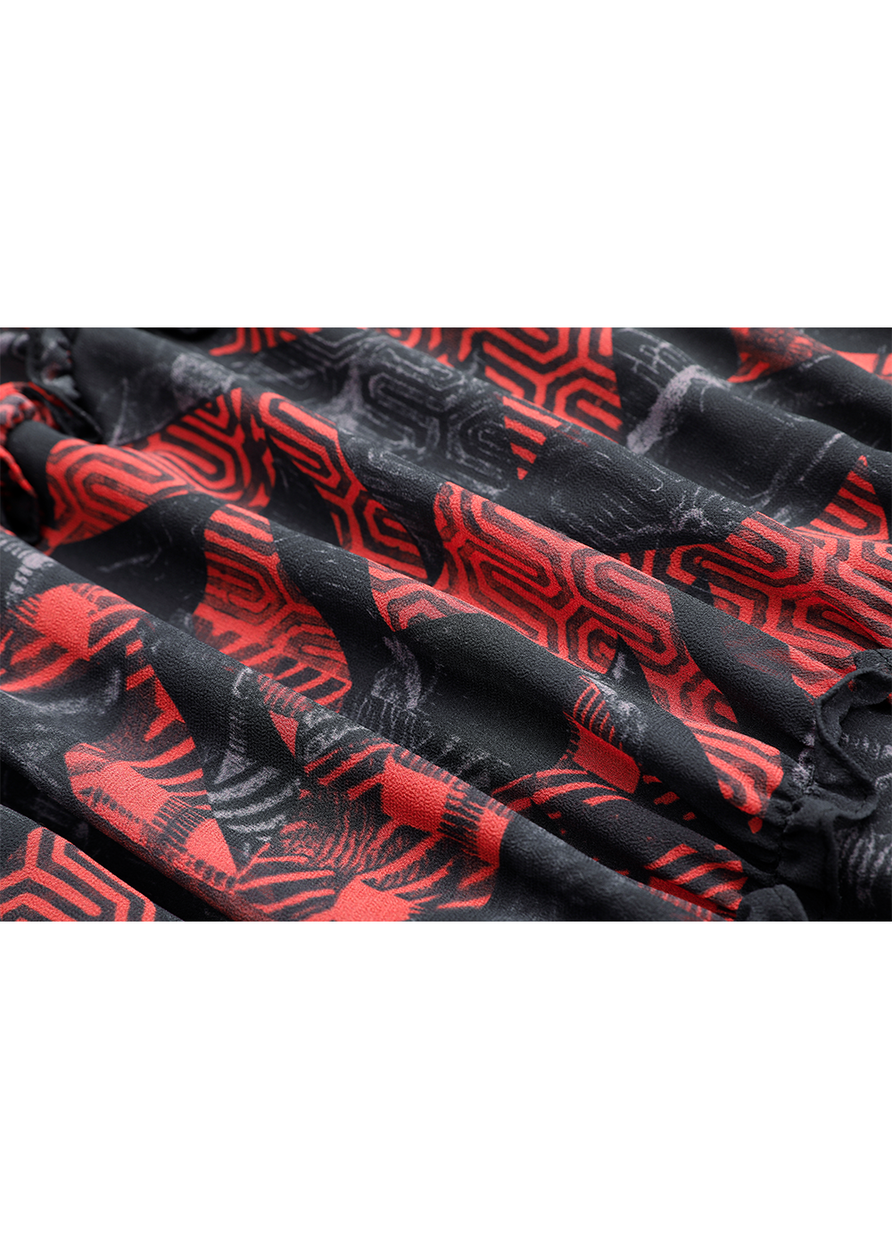 SALAZIA Black-Red Geometric Wool-Blend Dresses