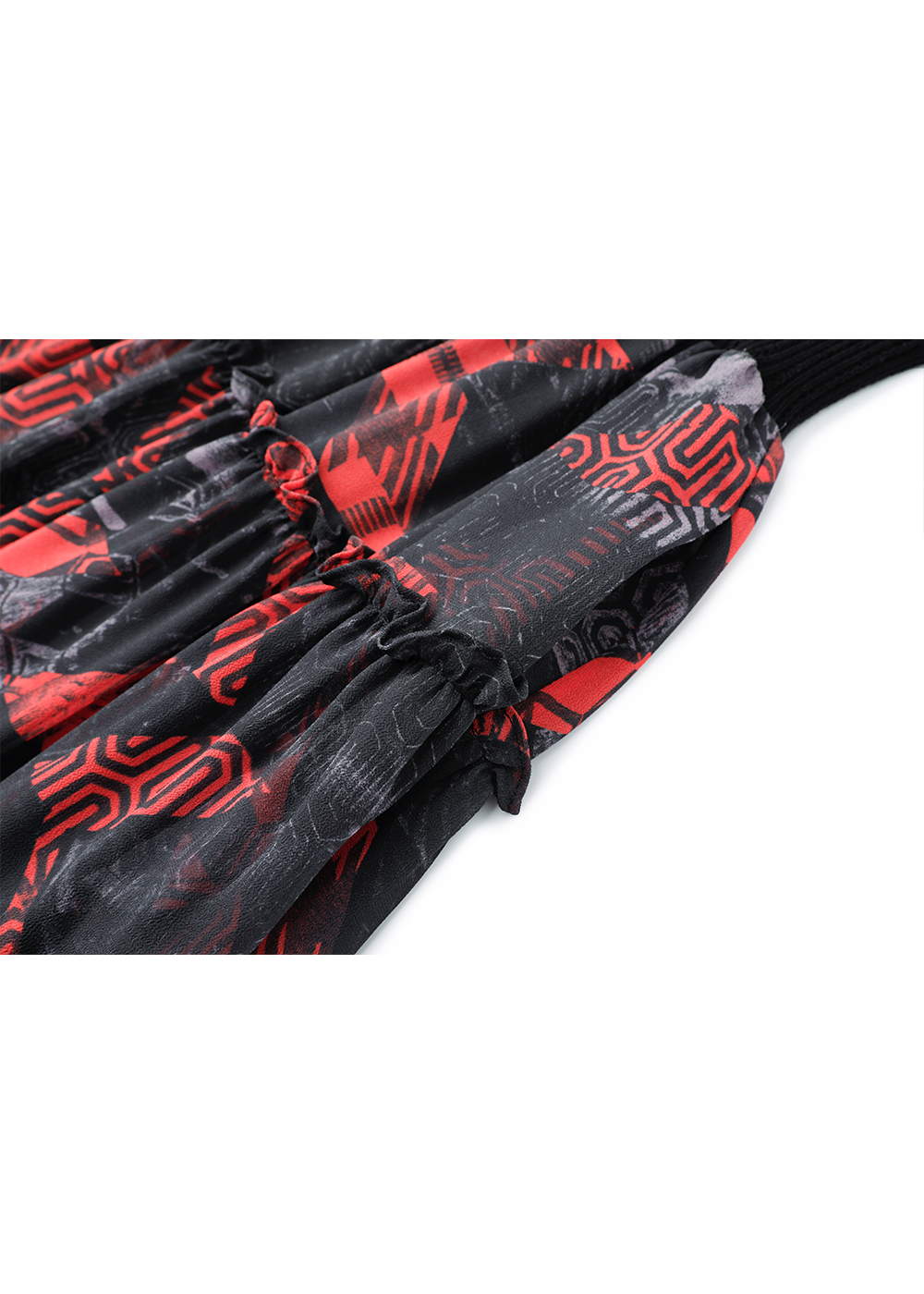 SALAZIA Black-Red Geometric Wool-Blend Dresses