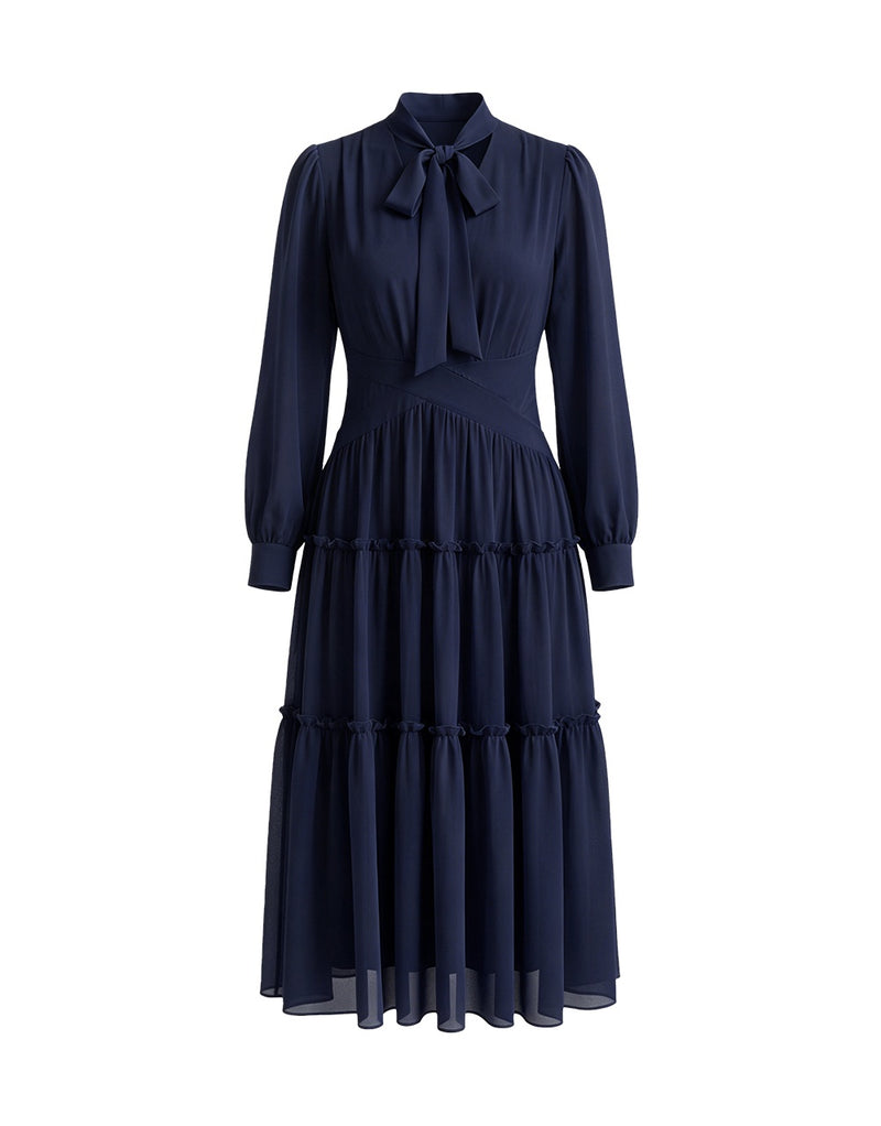 SALAZIA Tie-up Pleated Shirt Dresses