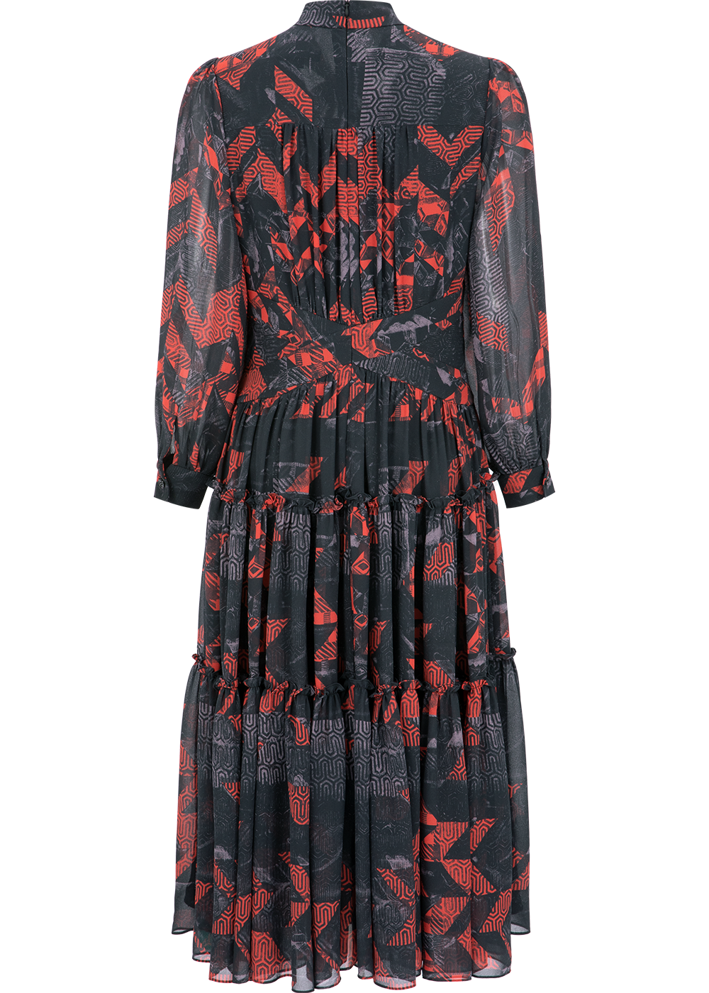 SALAZIA Black-Red Geometric Maxi Dresses