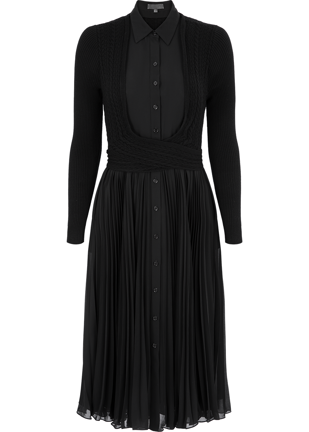 SALAZIA Black Wool Blend Long-Sleeve Dresses