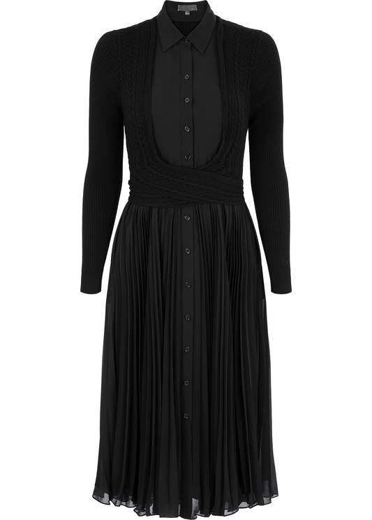 SALAZIA Black Wool Blend Long-Sleeve Dresses