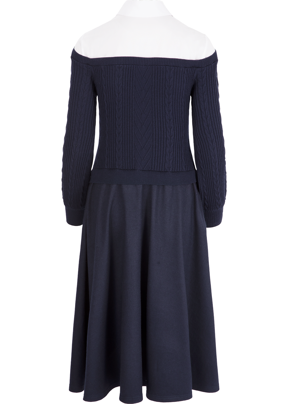 SALAZIA Blue-White Paneled Wool Dresses