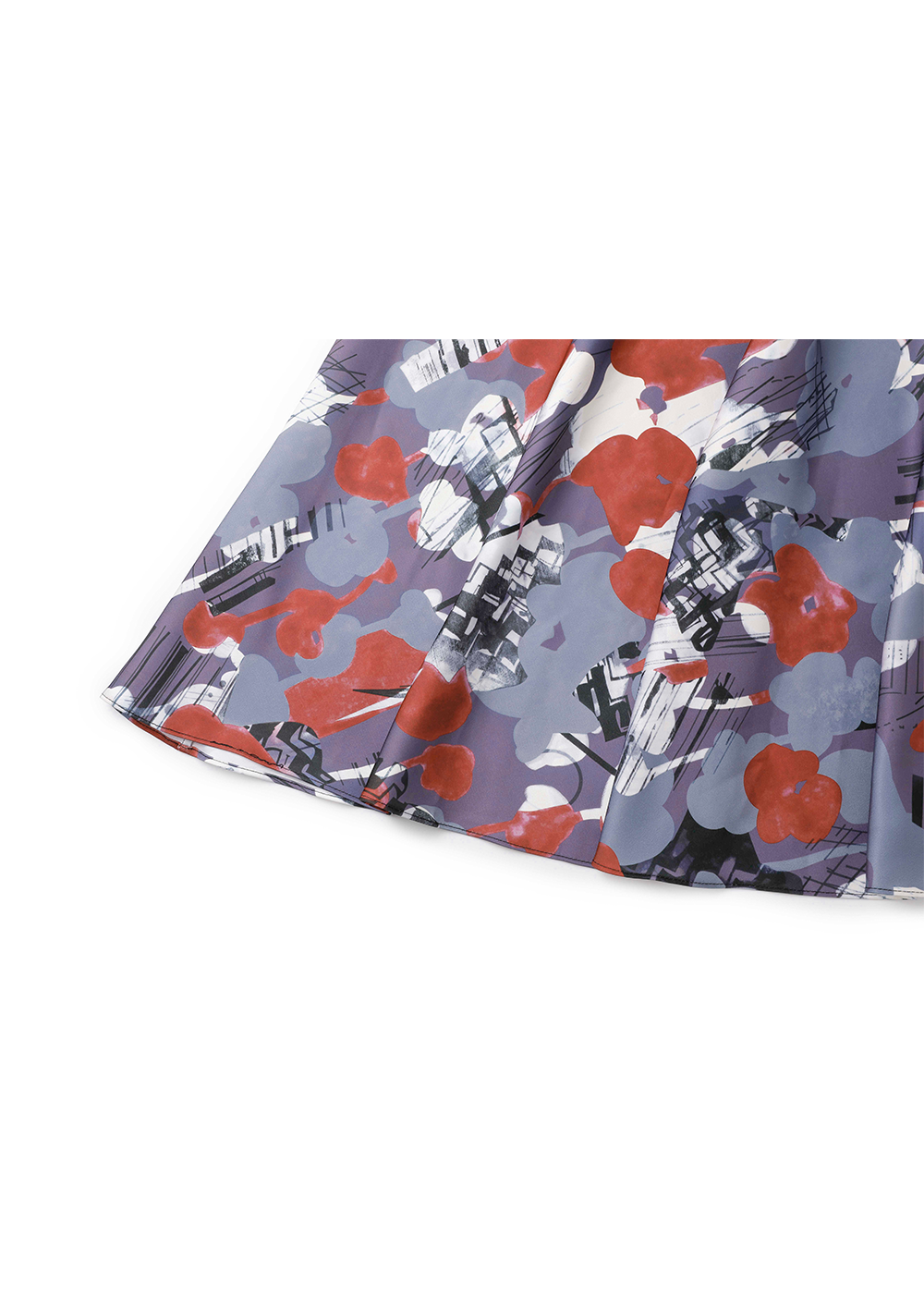 SALAZIA Grey-Blue-Red Abstract Oil Paint Wool Dresses
