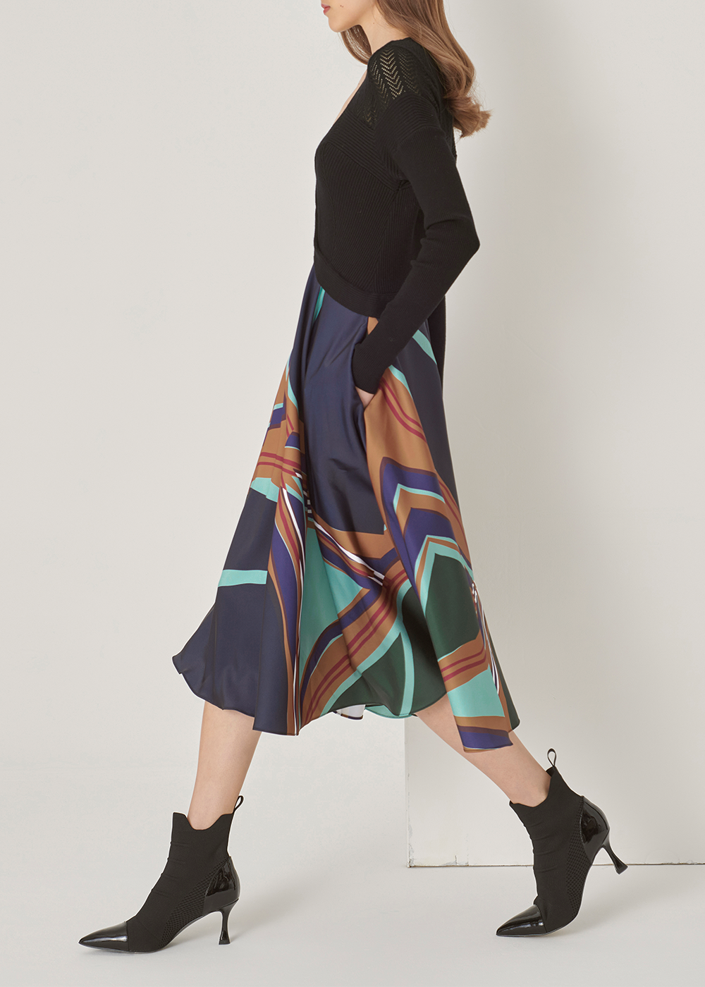 SALAZIA Dark Green River Wool Blend Dresses