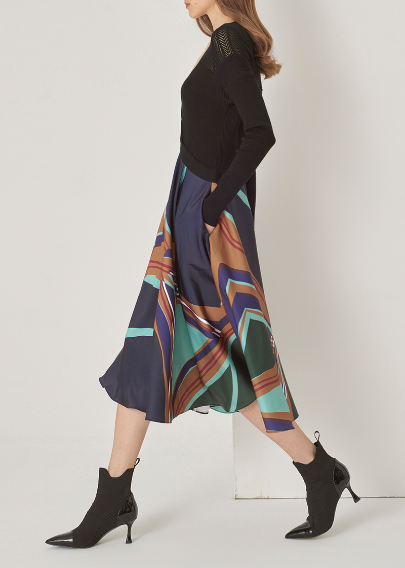 SALAZIA Dark Green River Wool Blend Dresses