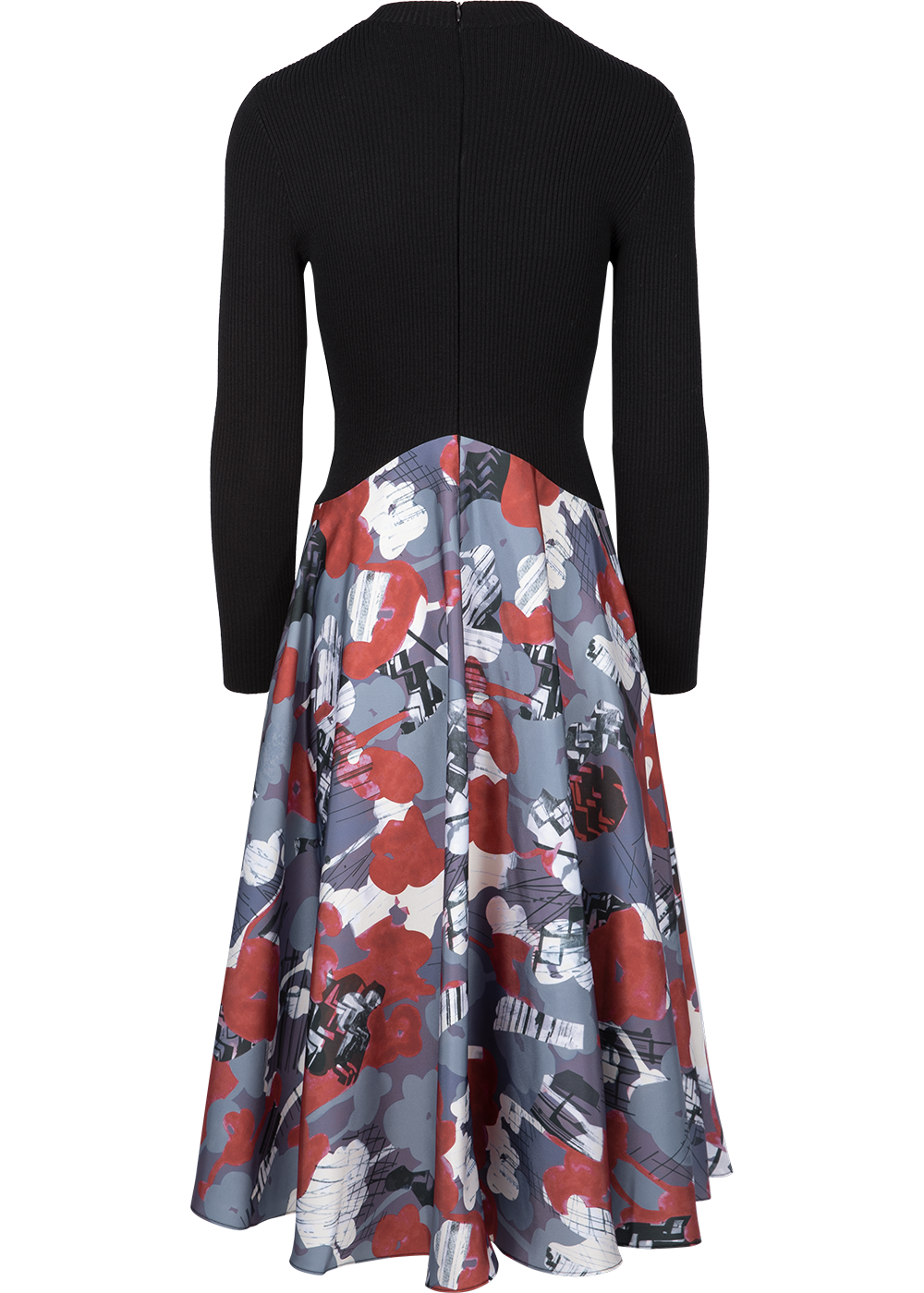 SALAZIA Grey-Blue-Red Abstract Oil Paint Dresses
