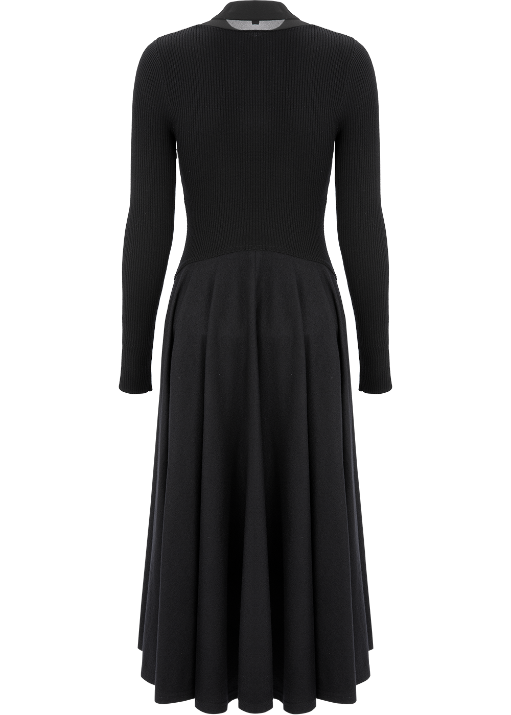 SALAZIA Black Wool-Silk Blend Fit-and-Flare Dresses