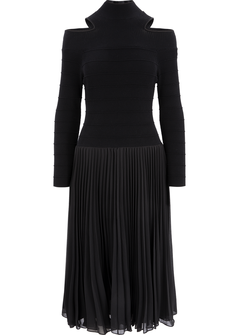 SALAZIA Black Knit-Panel Dresses
