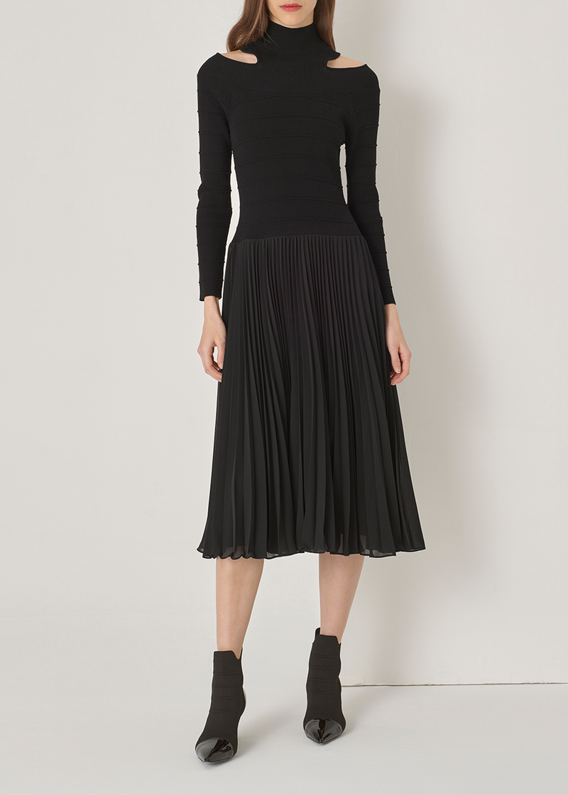SALAZIA Black Knit-Panel Dresses
