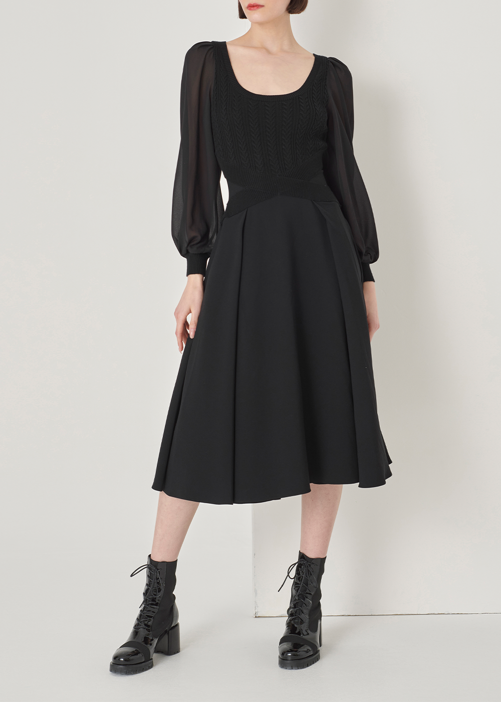 SALAZIA Black Triacetate-Wool Blend Dresses