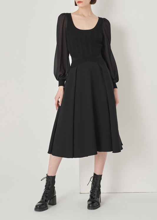 SALAZIA Black Triacetate-Wool Blend Dresses