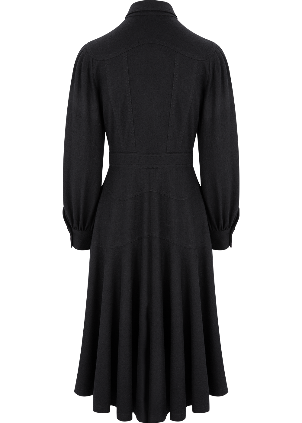 SALAZIA Black Wool Long-Sleeve Dresses