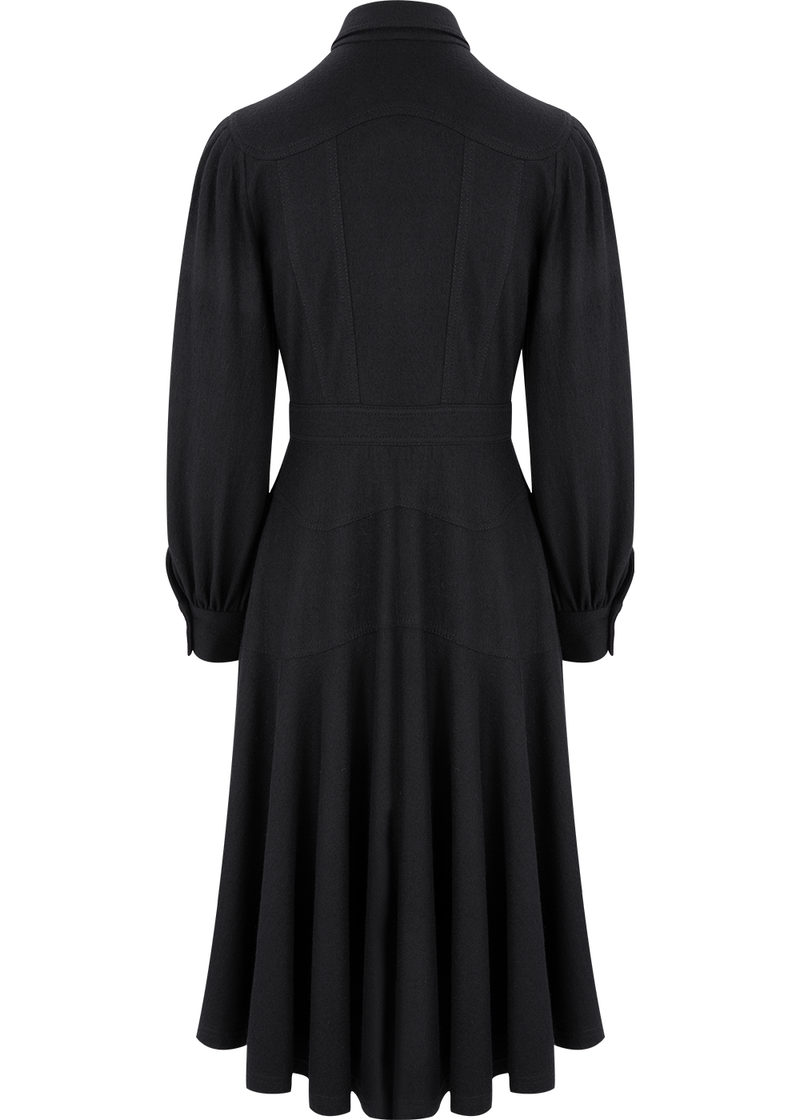 SALAZIA Black Wool Long-Sleeve Dresses