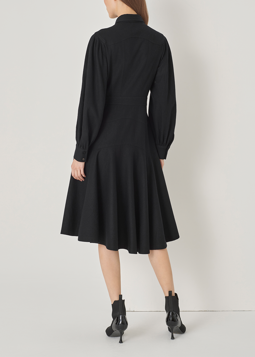 SALAZIA Black Wool Long-Sleeve Dresses
