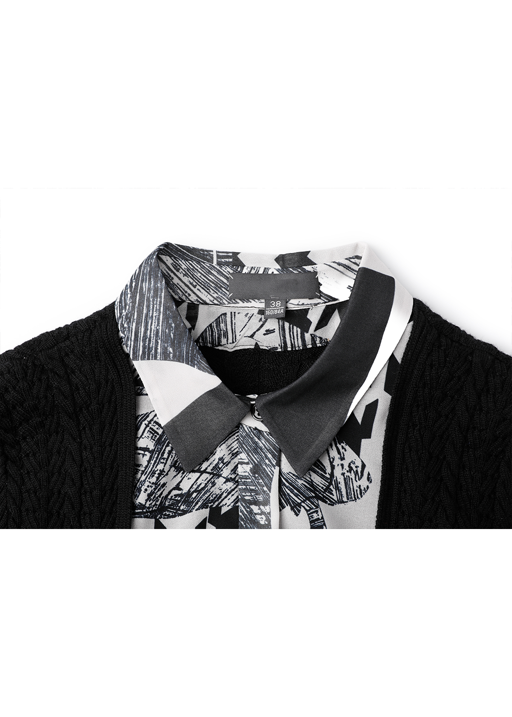 SALAZIA Black-White Collage Wool Blend Dresses