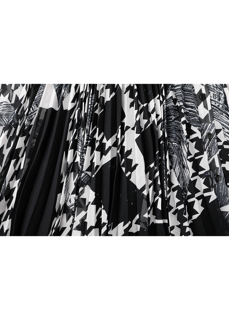 SALAZIA Black-White Collage Wool Blend Dresses