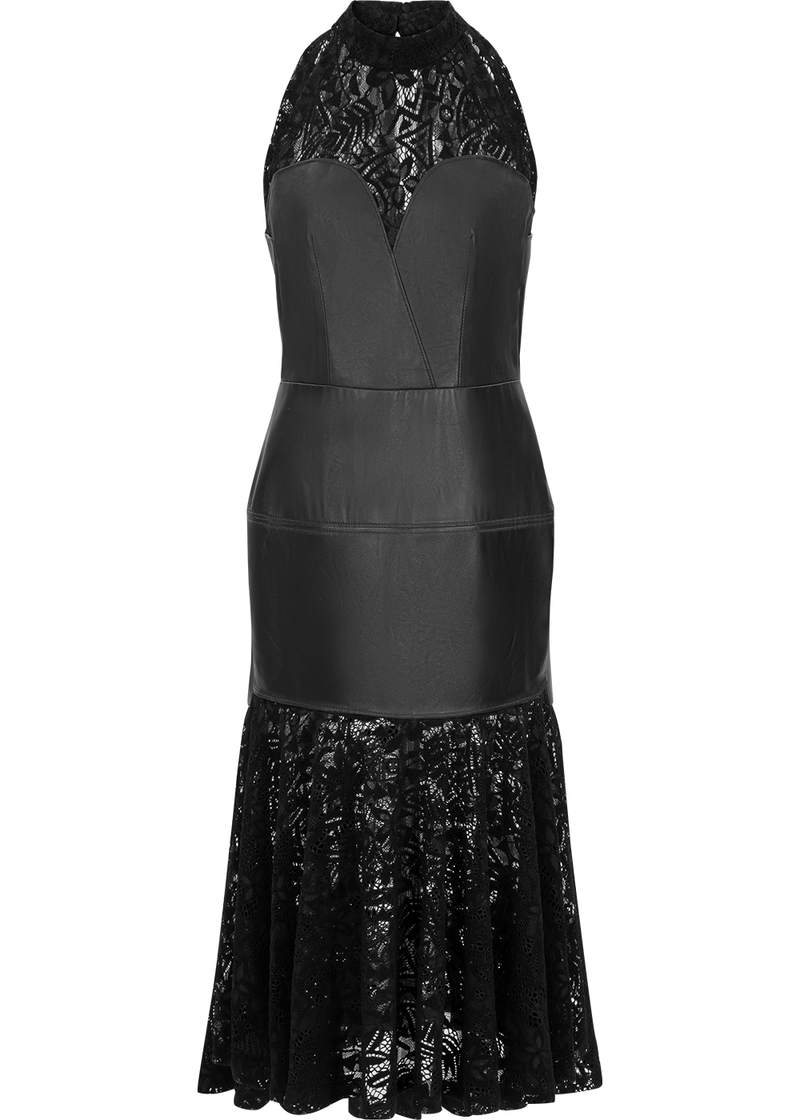 SALAZIA Black Leather Panel Dresses