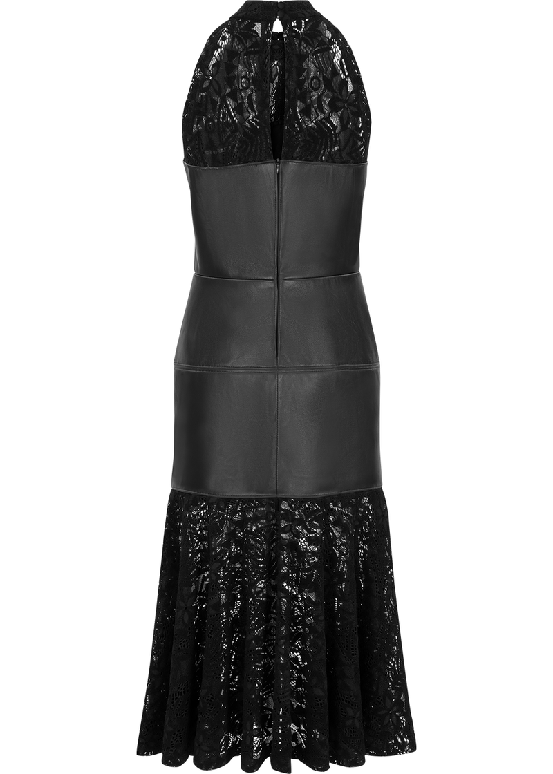 SALAZIA Black Leather Panel Dresses