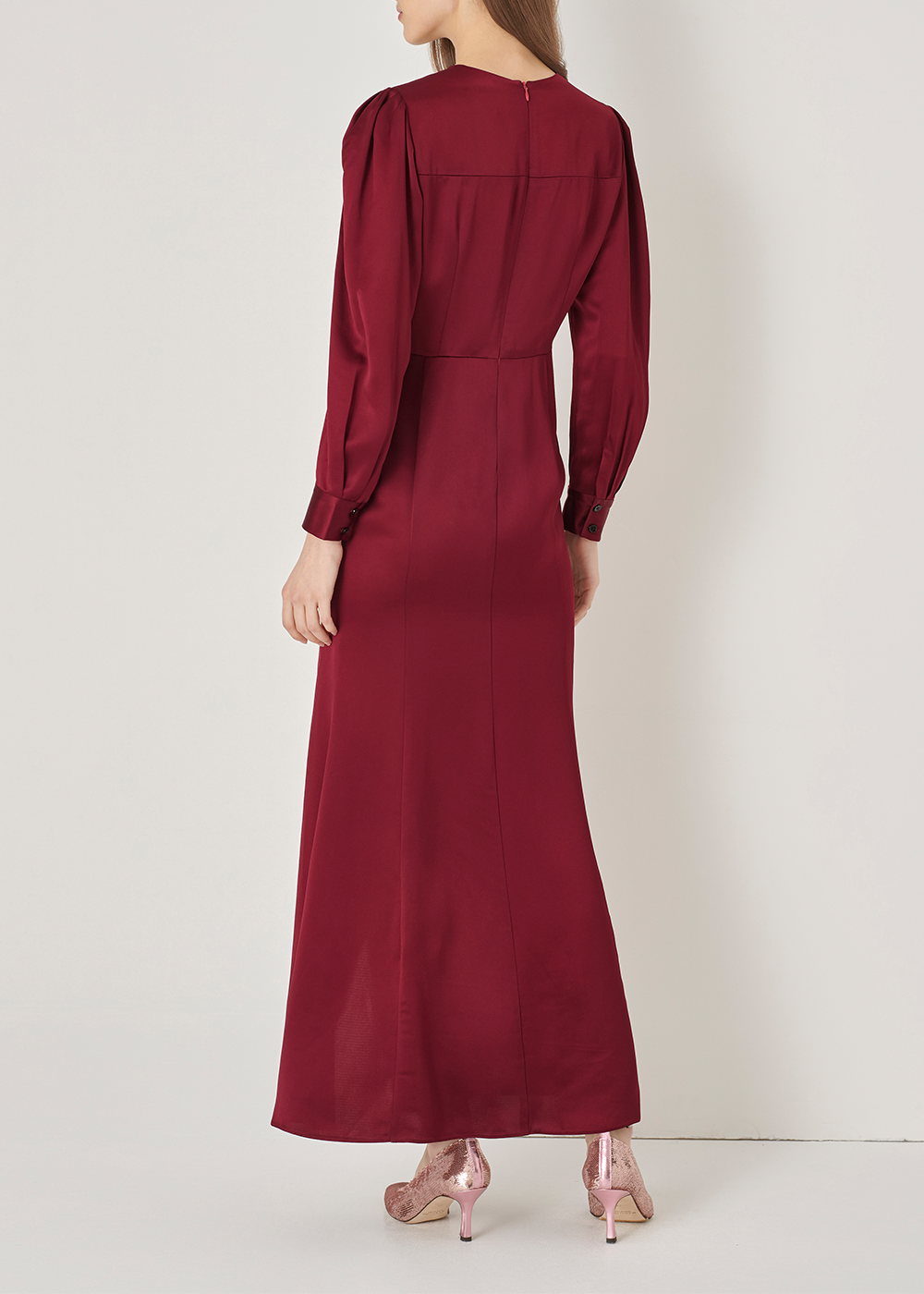SALAZIA Burgundy Acetate Blend Maxi Dresses