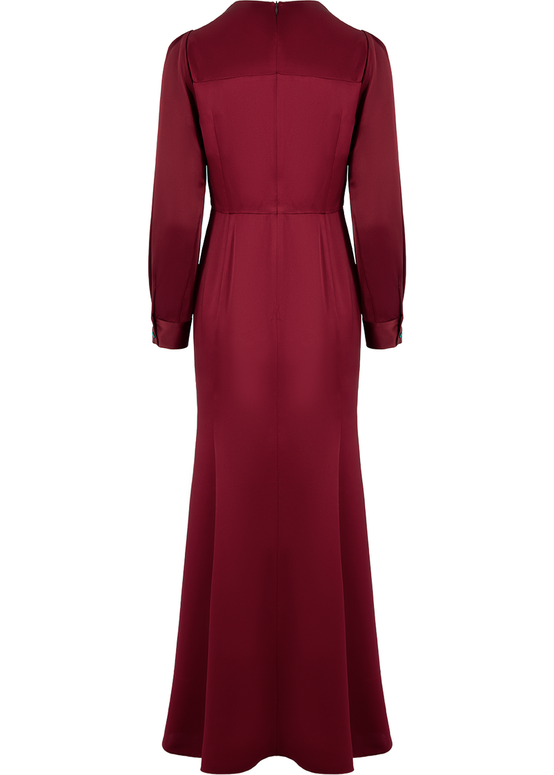 SALAZIA Burgundy Acetate Blend Maxi Dresses