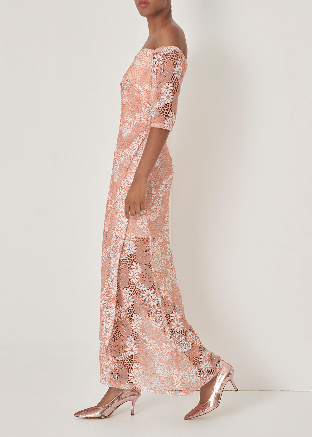 SALAZIA Pink Nylon Blend Short-Sleeve Dresses