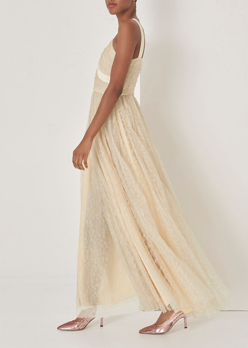 SALAZIA Champagne Lace and Acrylic Blend Dresses