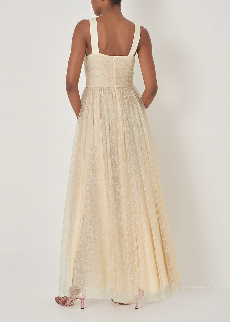 SALAZIA Champagne Lace and Acrylic Blend Dresses