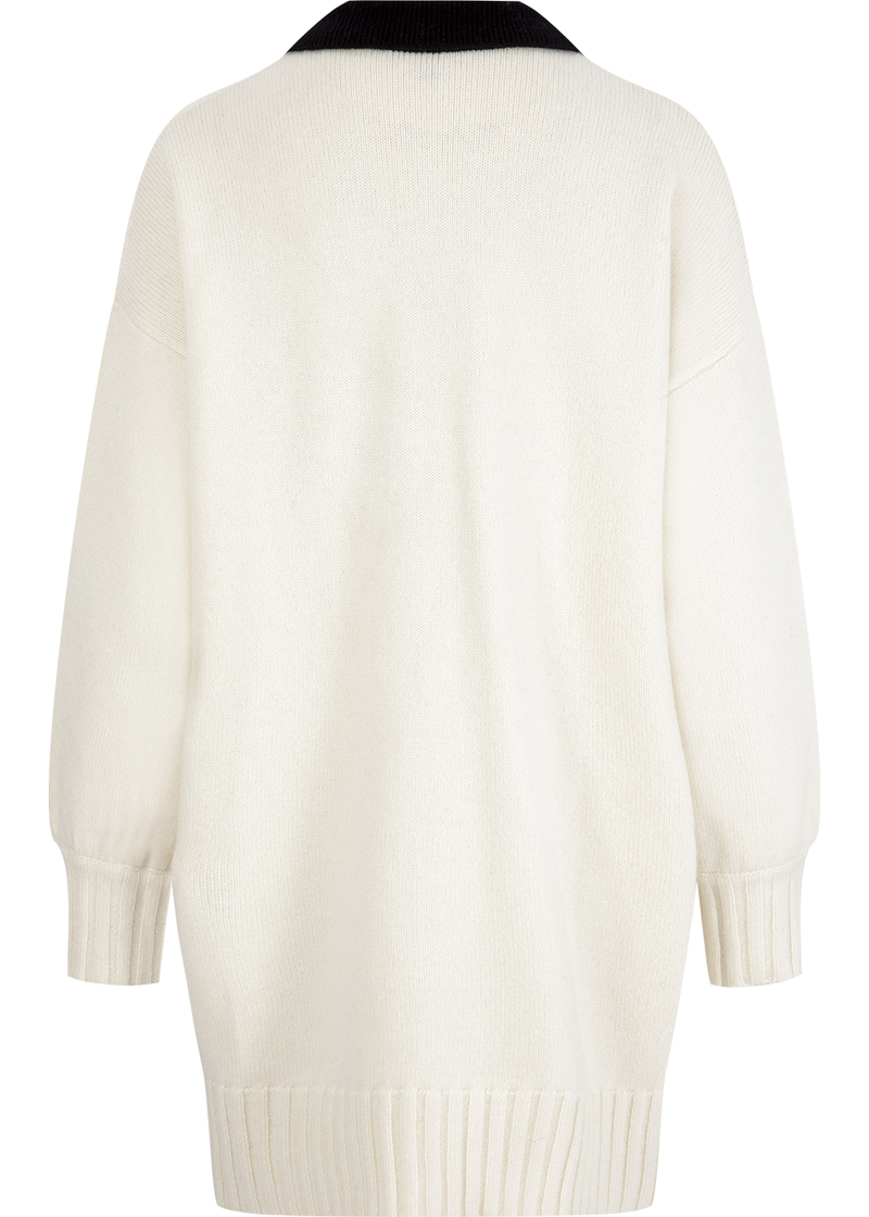SALAZIA Beige-Black Color Block Knit Dresses
