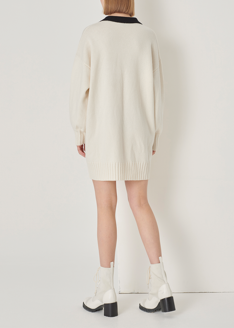 SALAZIA Beige-Black Color Block Knit Dresses